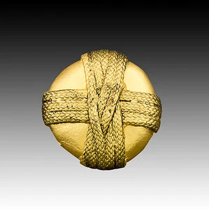 Vintage Button Plastic Gold Color w/ Rope Pattern 22mm 40001010 - Picture 1 of 1