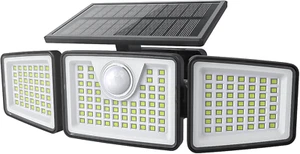 Solar Lights Outdoor 2500LM Motion Sensor Outdoor Lights,3 Head 355° Wide Angle - Picture 1 of 12