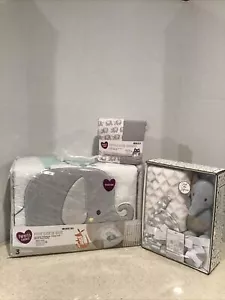 Gray Elephant Nursery Set & Fitted Crib Sheet Set & 4 Piece Cozy Dream Set. - Picture 1 of 8