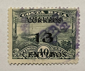 ERROR 1929 COSTA RICA OVERPRINT STAMP #150 WITH BLOTCHY "OS" & BROKEN "1"