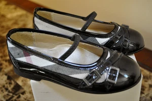 Burberry girls leather nova check black ballerina flats shoes size EU 25 US 8.5 - Picture 1 of 9