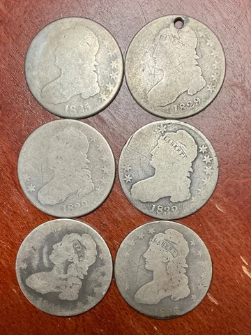 CAPPED BUST HALF DOLLAR LOT 6 COINS 1825-1836 LOW GRADE SET FILLERS TYPE COINS Cover
