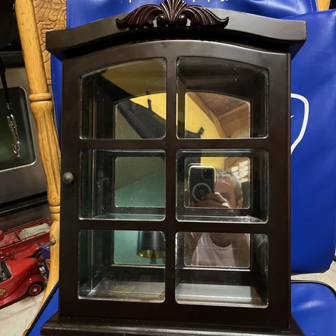Vintage Wood And Glass Wall Cabinet Cover