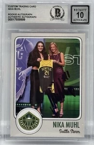 Nika Muhl signed WNBA Draft Night Custom Card BAS Rookie Autograph Grade 10 - Bild 1 von 2