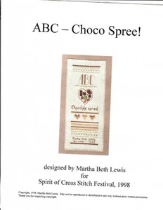 Martha Beth Lewis ABC Chco Spree Muster mit Zahnseide Spirit of Cross Stitch 1998 - Bild 1 von 3