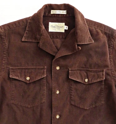De Colección Años 80 PAUL STUART Marrón Pana Botón Frontal Camisa Chaqueta Niño Talla 12 ¡RARO! Foto 1 de 4