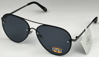 Gafas de sol FOSSIL FW217 para mujer 63 mm marco negro lentes grises diseñador aviador NUEVAS Foto 1 de 4