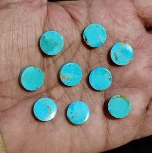 10 Pcs Natural Round Mohave Copper Turquoise Cabochon Pendant Supply Lot - Picture 1 of 7