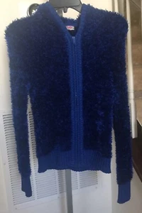 Justice Polyester Zipper Down Metallic Hoodie Sweater Cardigan Sz 16 Euc - Picture 1 of 7
