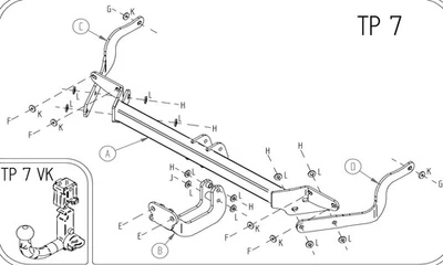 Barra de remolque automotriz con brida fija Towtrust para Peugeot 308 Estate 2008 a 2014 Foto 1 de 4