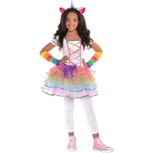 amscan Childs Girls Rainbow Unicorn World Book Day Week Fancy Dress Costume 4-6 - Picture 1 of 6