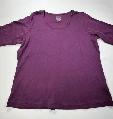 Blusa LL Bean L Mujer 3/4 SLV Popover Púrpura Cápsula Minimalista Algodón Supima Foto 1 de 4