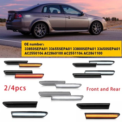 Marcador de luz lateral LED delantero y trasero ahumado/transparente ámbar/blanco para Acura TL 2004-2008 Foto 1 de 4