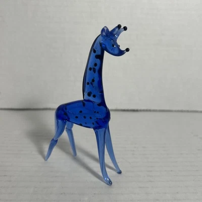Estatuilla animal jirafa de vidrio de estudio de arte soplado a mano de 4,5" H Foto 1 de 4