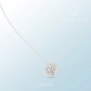 Collar colgante de diamantes cultivados en laboratorio con certificación IGI de corte redondo de 2,29 quilates de oro blanco de 14 k - Imagen 1 de 12
