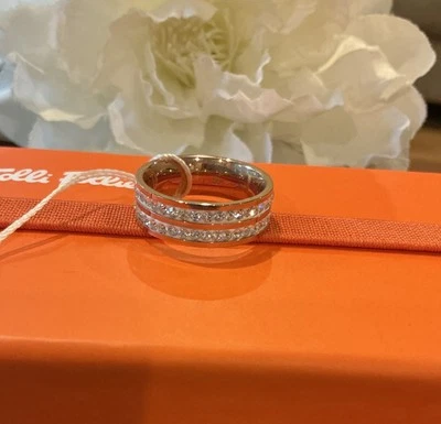 🆕 Anel feminino Folli Follie ouro rosa fileira dupla CZ ~tamanho 56-novo com caixa - Imagem 1 de 4