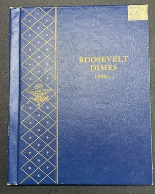 1946-1964 Roosevelt Dime 48 Coin BU Set 10c 90% Silver In Whitman Album Toning - Image 1 of 4