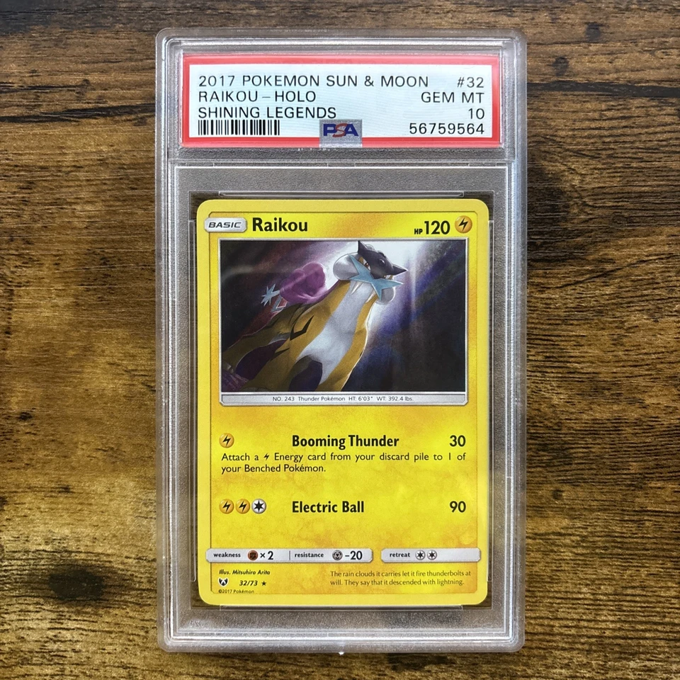 Pokemon Raikou Shining Legends 2017 Holo 32/73 PSA 10 Gem Mint - Image 1 of 2