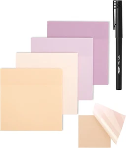 - Transparent Sticky Notes, 3X3, 200 Sheets, Pastel Colors, See Through, Translu - Picture 1 of 8