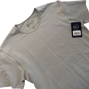 BYLT Shirt Mens Medium Gray Drop Cut Lux S/S Crewneck Tee Curved Hem NWT - Picture 1 of 14