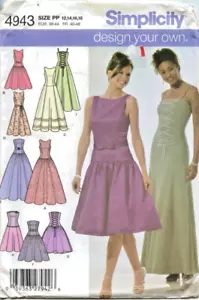 Vestido de noche Simplicity 4943 para mujer con patrón de costura en dos longitudes tallas 12-18 - Imagen 1 de 4