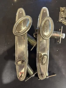 (2) Sets Vintage Omnia Bed / Bath Locking Knobs With Plates . Made In Itali - Picture 1 of 6