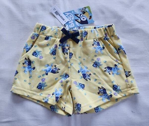 Bluey Girls Yellow Flowers & Birds Printed Shorts Size 2 New - Picture 1 of 3