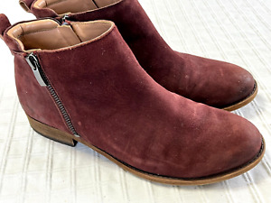 FRANCO SARTO Keegan Suede Oiled Leather, Color-Wine,  Side Zip Sz 9, Super Cute!