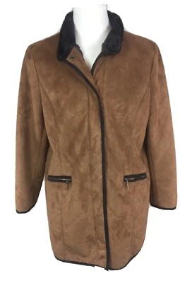 Casaco acolchoado feminino Orvis marrom camurça sintética tradições esportivas forrado de pele sintética G - Imagem 1 de 4
