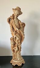 Vintage Chinoiserie Female Of Good Luck Statuary - Signed