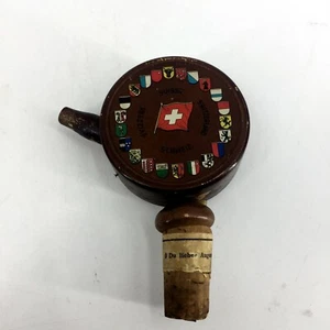 Caja de música de corcho tapón para verter vino suizo vintage reproduce O Du Heber Augustin - Imagen 1 de 10