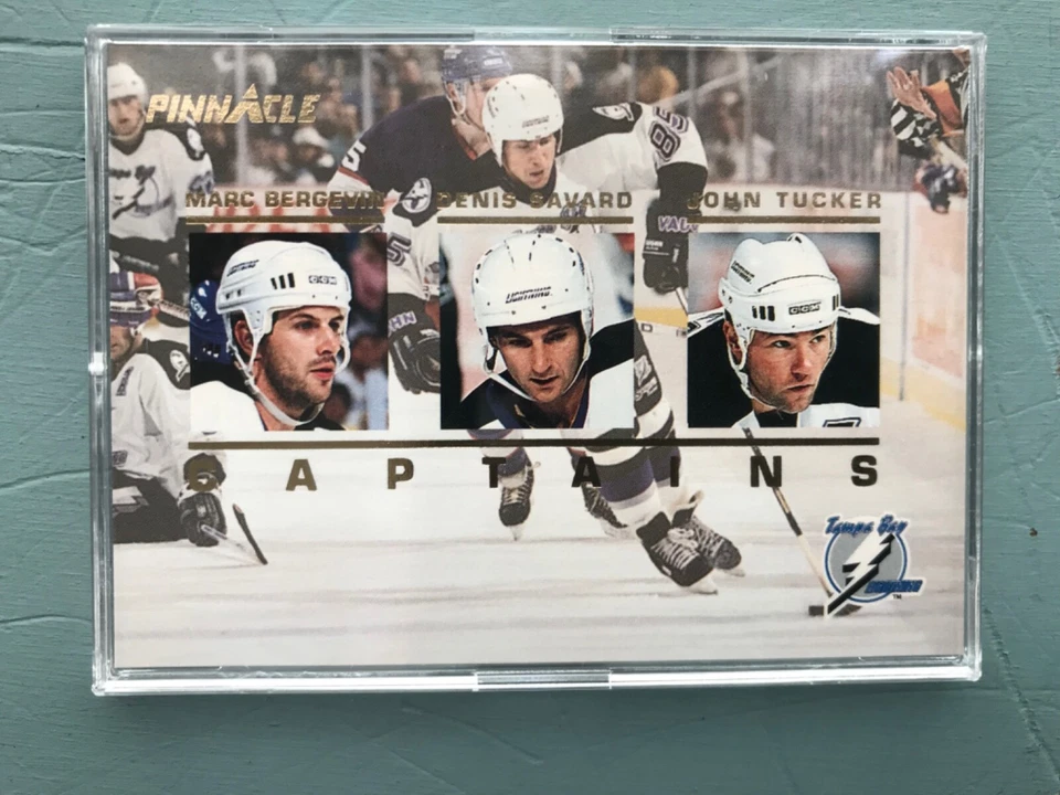 1993-94 Pinnacle #CA22 Captains Bergevin, Savard, Tucker  Excellent Condition - Image 1 of 2