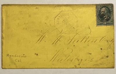 FANCY CANCEL OCTAGON 1880 MENDOCINO, CA COVER SENT TO WATERBURY CT - Image 1 of 4