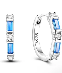 Girls Women 925 Sterling Silver, Small Hoop Zirconia Earrings Hypoallergenic - Picture 1 of 6