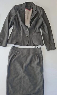ladies 2 piece skirt set F&F Size 10 Button Front Pockets Grey 12909 - Image 1 of 4