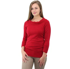 Debbie Morgan Ladies Cowl-Neck Sweater Solid-Red Size XL - Picture 1 of 7