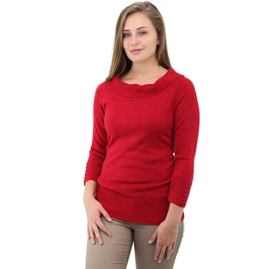 Debbie Morgan Ladies Cowl-Neck Sweater Solid-Red Size XL Foto 1 de 4