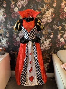 Adult Fancy Dress 6-8 Disney Alice in wonderland + Hooped Skirt Queen Of Hearts - Picture 1 of 10