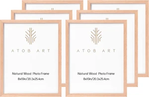8X10 Solid Wood Picture Frames, 6 Pack OAK Photo Frame Set with Real Glass Cover - Picture 1 of 8