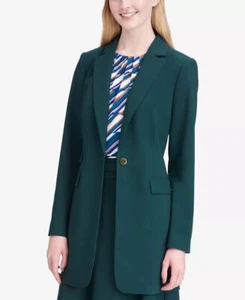 NEW CALVIN KLEIN GREEN LONG  JACKET BLAZER SIZE 12  $129 - Picture 1 of 2