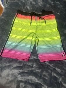 New HURLEY Boys SZ 18 Youth Swim SURF Board Shorts SPORTS BEACH PINK YELLOW BLUE - Picture 1 of 8