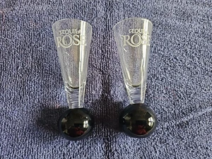 (SET OF 2) TEQUILA ROSE Liquor Shot Glasses w/ Black Ball Shaped Base - Picture 1 of 3