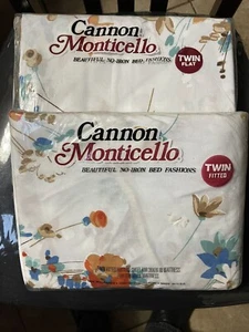 Vintage Cannon Monticello No Iron Twin Fitted & Flat Sheet Set New - Picture 1 of 3