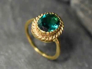 3.00 Ct Oval Cut Natural Emerald & Diamond Anniversary Ring 14k Yellow Gold Sz 6 - Picture 1 of 11