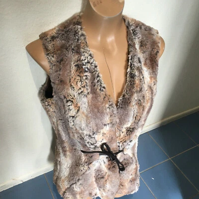DONCASTER COLLECTION Women’s Sz 8 Faux Fur Brown Tie Front Vest - Image 1 of 4