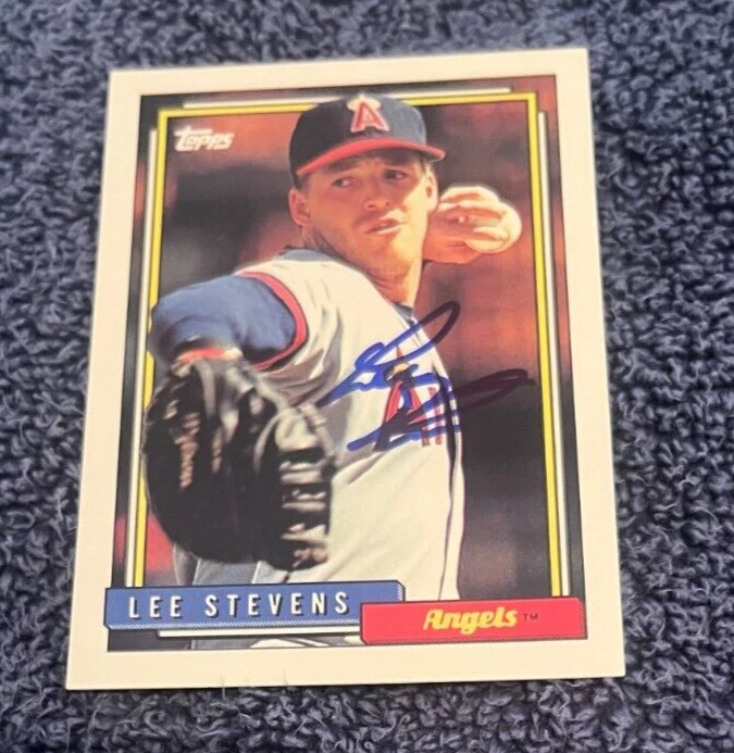 Tarjeta de béisbol Topps 1992 autografiada por Lee Stevens con certificado de autenticidad Foto 1 de 1