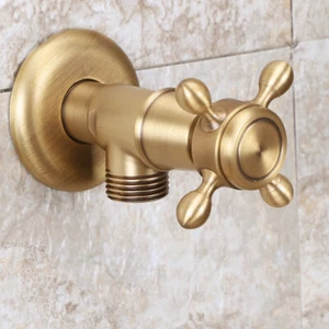Antique Brass 1/2"malex 1/2" male Brass Bathroom Angle Stop Valve Qav347 - Picture 1 of 6