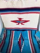 2) Vintage 1930’s Chimayo 100% Wool Handwoven Small Rug/mat 