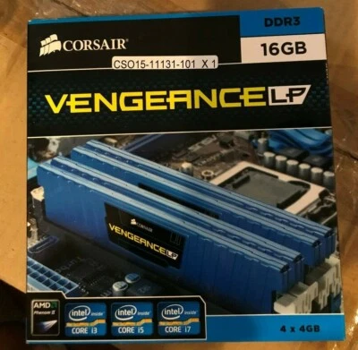 Sealed Corsair Vengeance 4x4GB 16GB DDR3 PC3-12800 1600MHz CML16GX3M4A1600C9 - Image 1 of 3