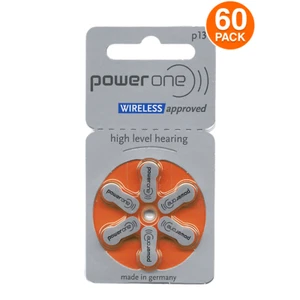 Power One Size 13 - MERCURY FREE - PR48 P13 Hearing Aid Batteries (60 Pack) - Picture 1 of 6